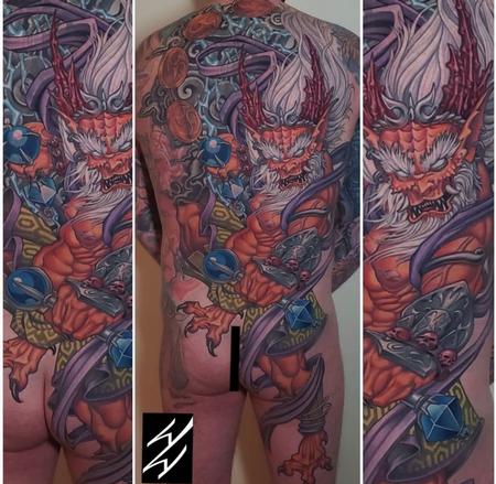 tattoos/ - Walt Watts Raijin Back and Leg sleeve  - 144490